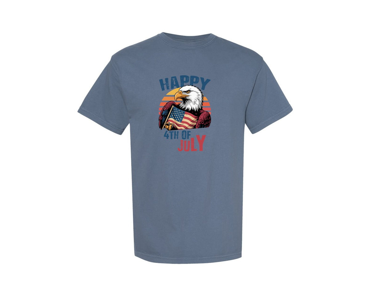 brand:Comfort Colors|color:Blue Jean|Happy 4Th July Usa Flag T Shirts Design Graphic T-Shirt