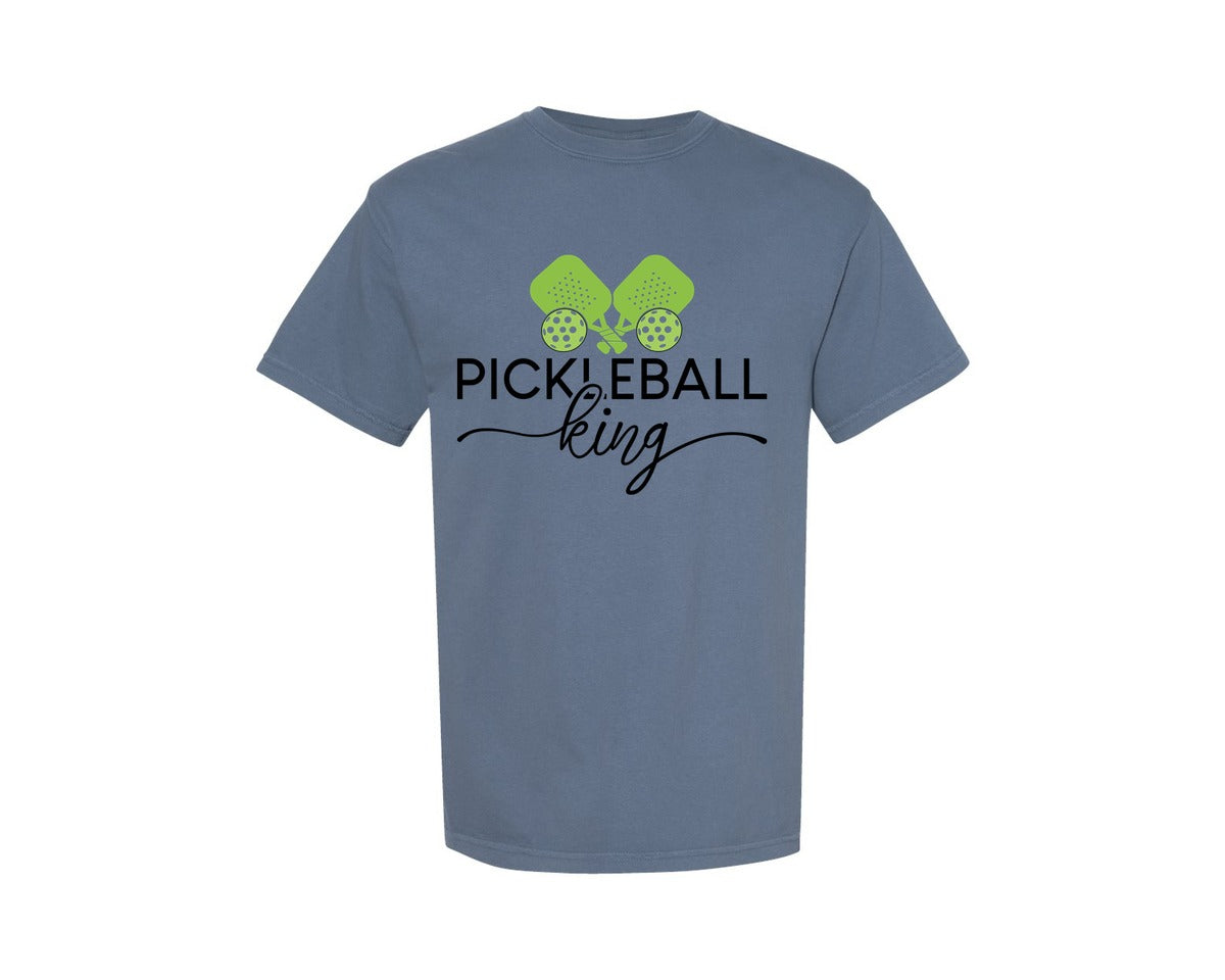 brand:Comfort Colors|color:Blue Jean|Pickleball King Design 3 Graphic T-Shirt