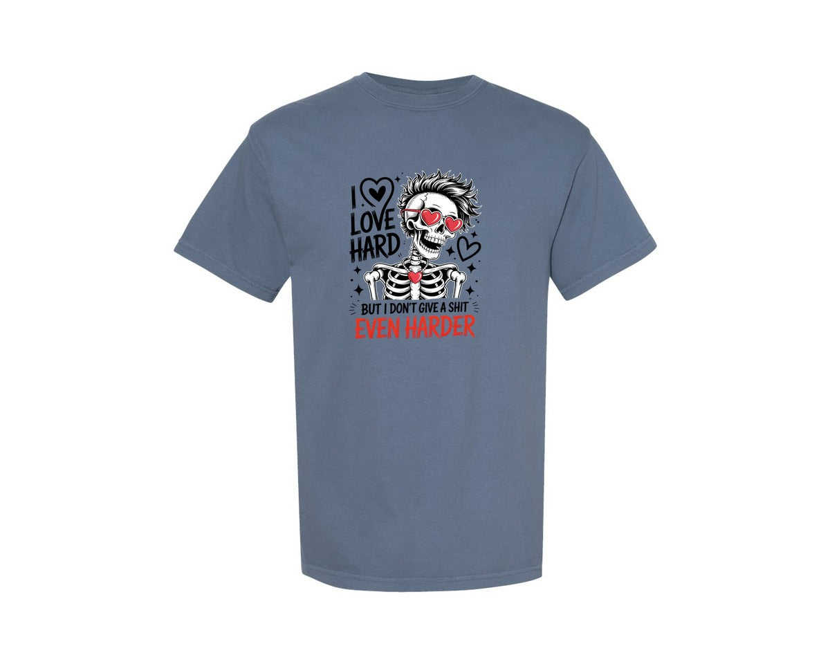 brand:Comfort Colors|color:Blue Jean|Skeleton Valentines Day Sassy Graphic T-Shirt