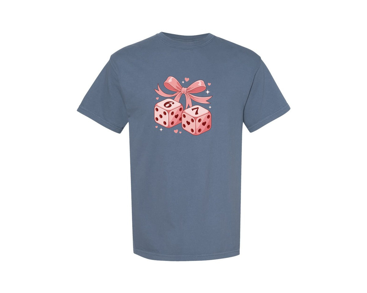 brand:Comfort Colors|color:Blue Jean|Six Seven Dice 6 7 Valentine Day Graphic T-Shirt