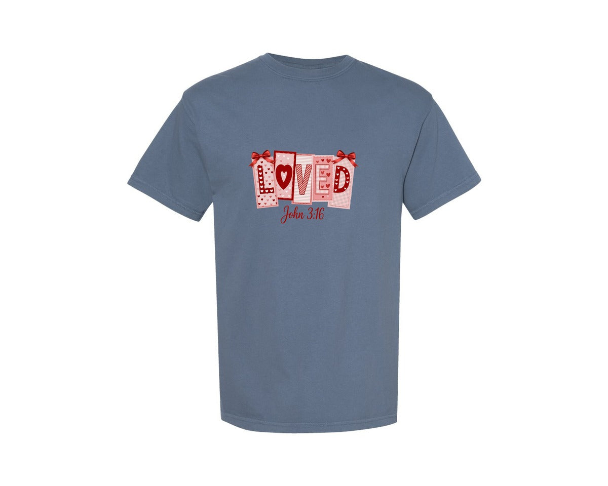 brand:Comfort Colors|color:Blue Jean|Christian Valentine Loved John 31 Graphic T-Shirt