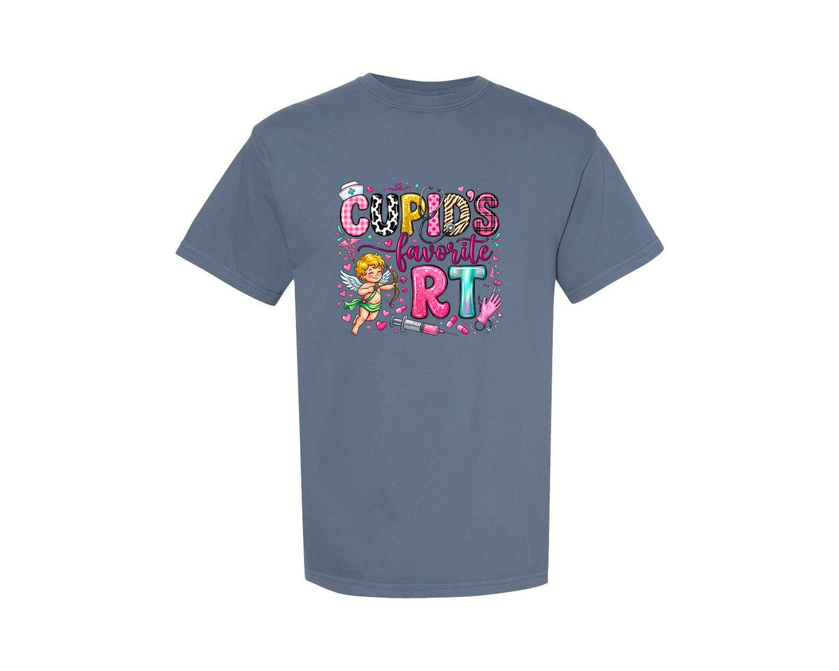 brand:Comfort Colors|color:Blue Jean|Valentine Rt Respiratory Therapist Graphic T-Shirt
