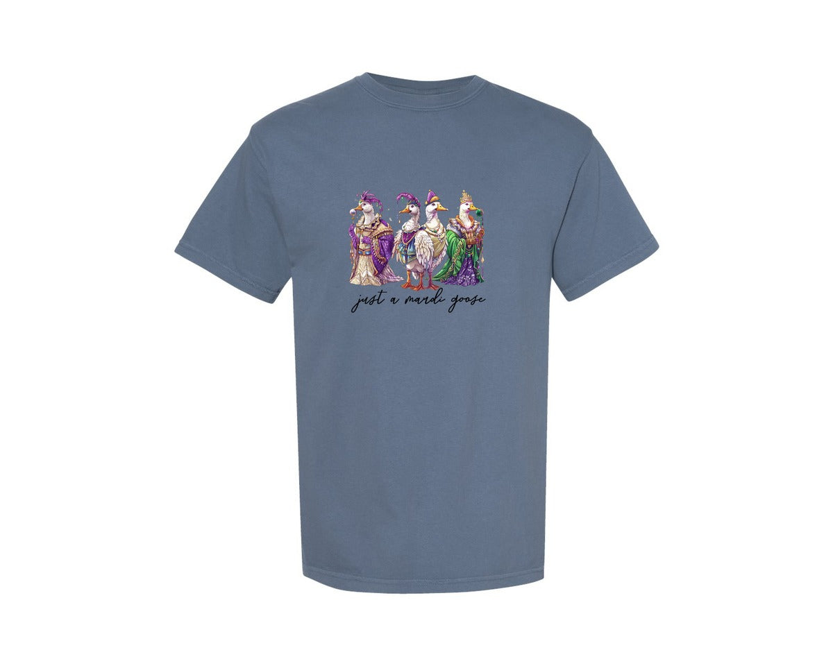 brand:Comfort Colors|color:Blue Jean|Mardi Gras Beads Goose Graphic T-Shirt