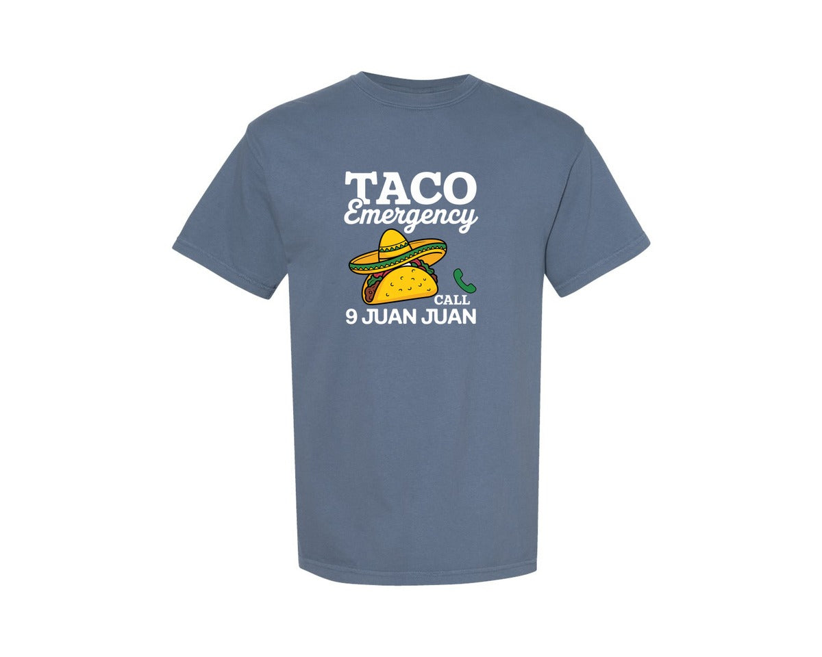 brand:Comfort Colors|color:Blue Jean|Taco Emergency Call 9 Juan Juan 2 Graphic T-Shirt