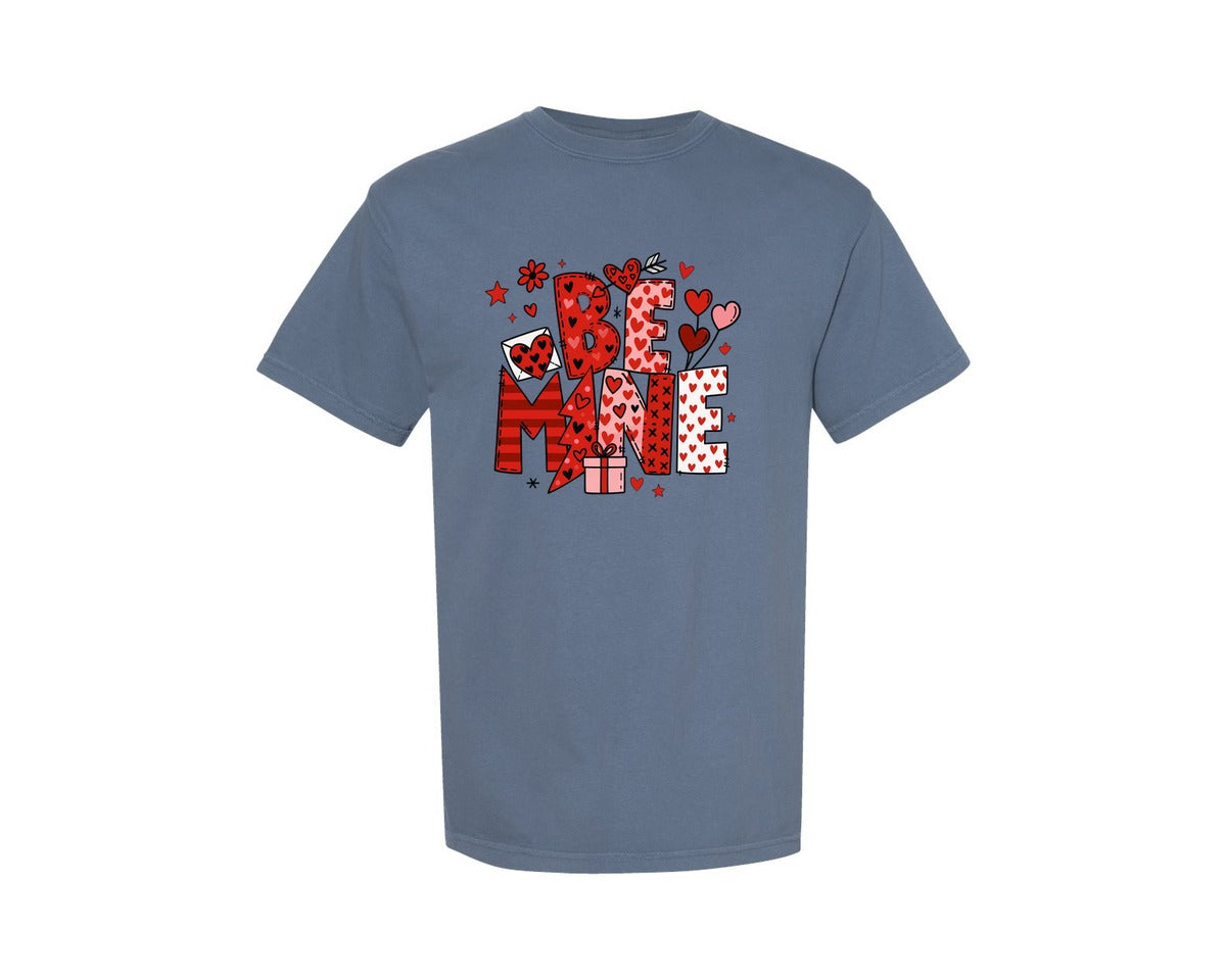 brand:Comfort Colors|color:Blue Jean|Valentines Day Be Mine 3 Graphic T-Shirt