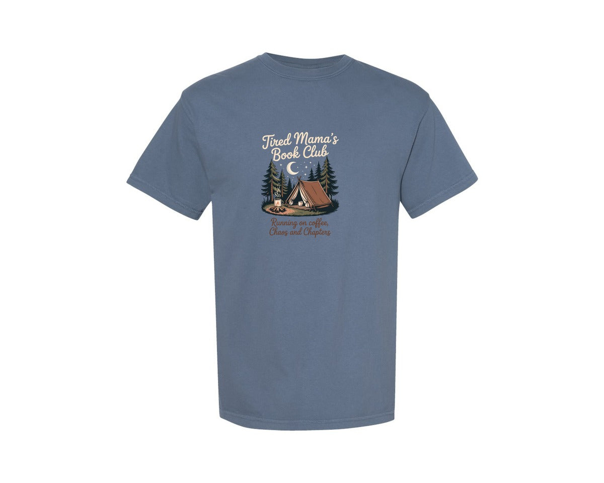 brand:Comfort Colors|color:Blue Jean|Tired Moms Book Club 2 Graphic T-Shirt