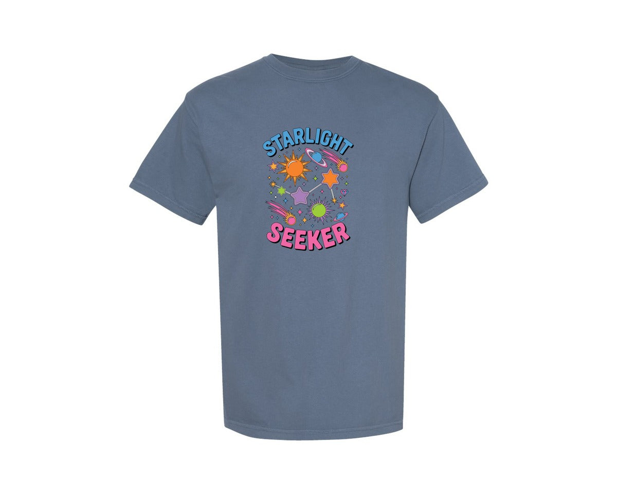 brand:Comfort Colors|color:Blue Jean|Starlight Seeker Colorful Galaxy Design Graphic T-Shirt