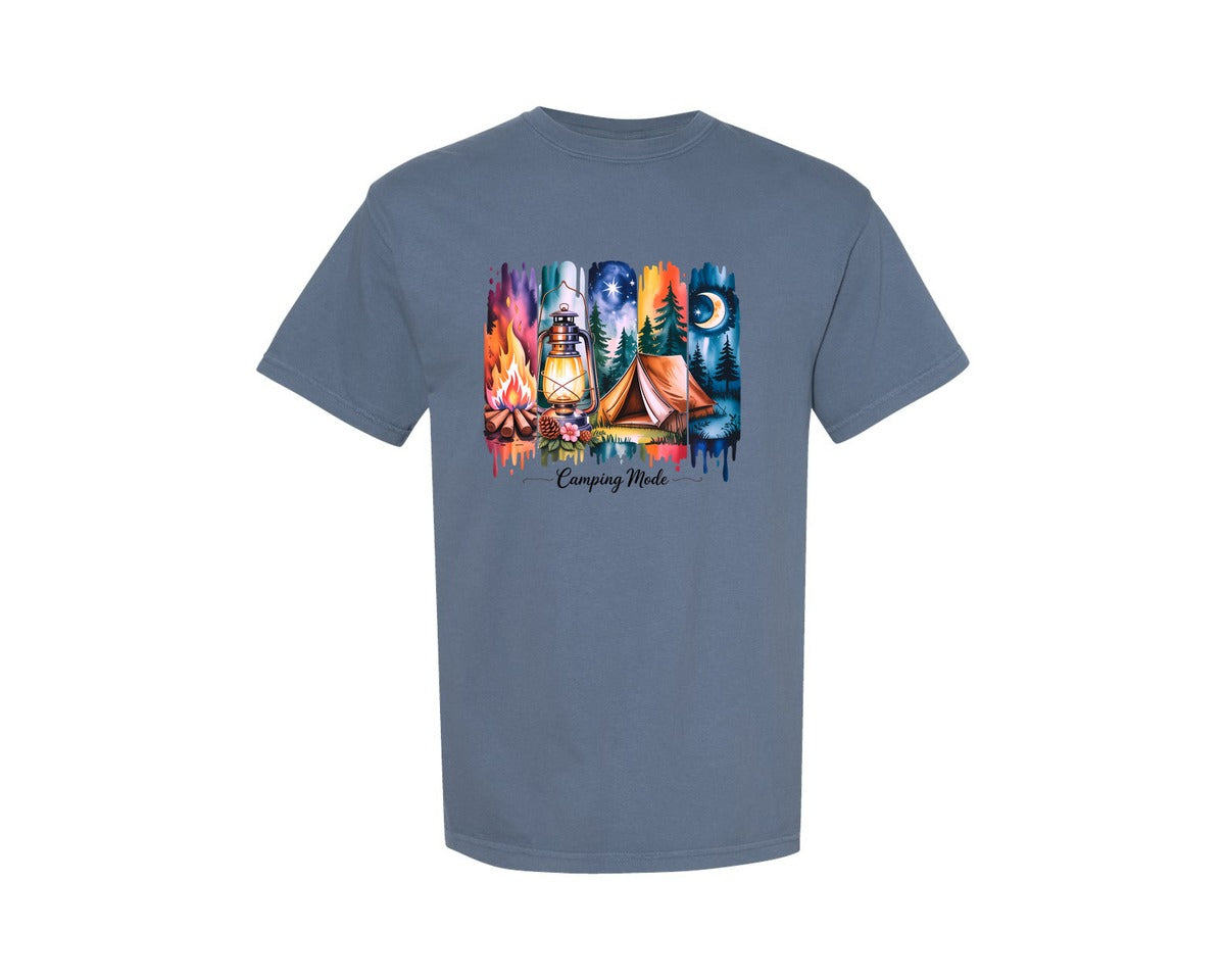 brand:Comfort Colors|color:Blue Jean|Camping Brushstroke Camping Mode 2 Graphic T-Shirt