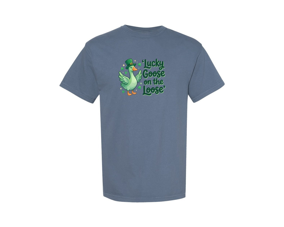 brand:Comfort Colors|color:Blue Jean|St Patricks Day Goose Graphic T-Shirt