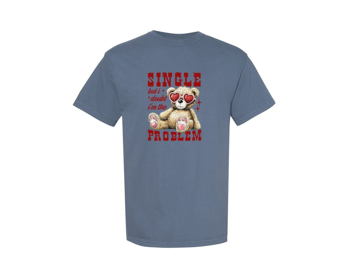 brand:Comfort Colors|color:Blue Jean|Funny Valentines Day Teddy Bear Graphic T-Shirt