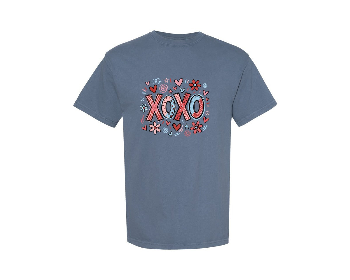 brand:Comfort Colors|color:Blue Jean|Valentine Xoxo Valentines Graphic T-Shirt