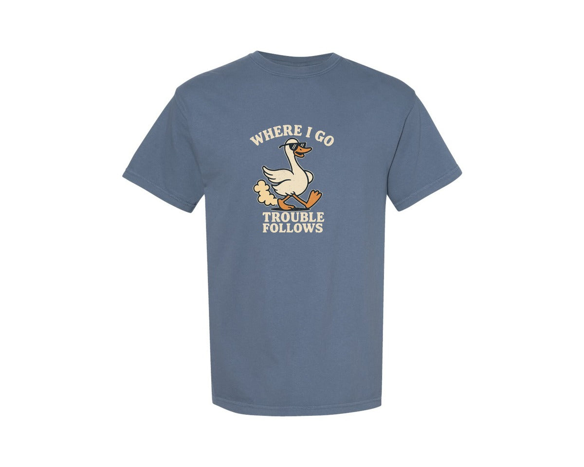 brand:Comfort Colors|color:Blue Jean|Goose Wearing Sunglasses Shirt Graphic T-Shirt