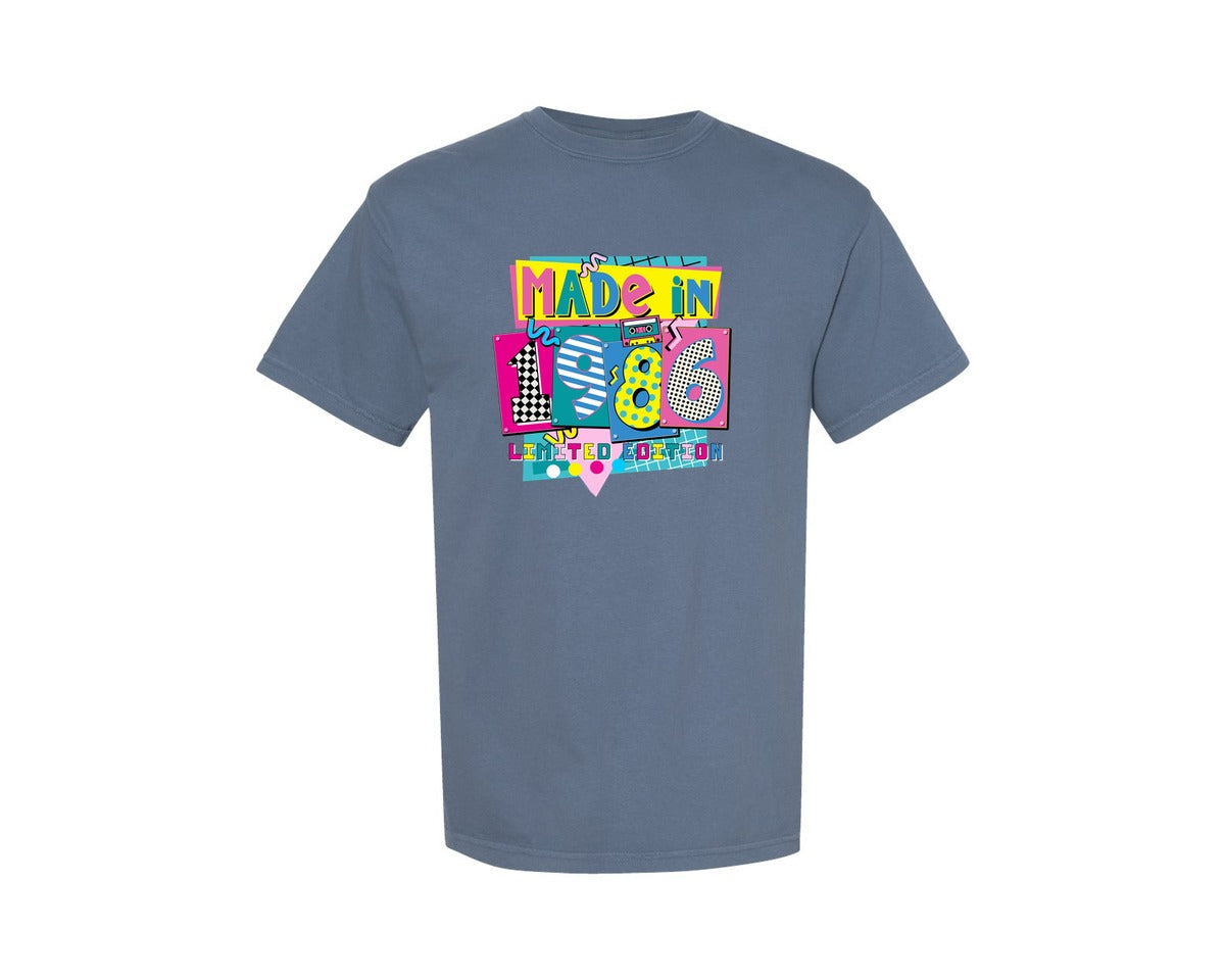 brand:Comfort Colors|color:Blue Jean|Made In 1986 Graphic T-Shirt