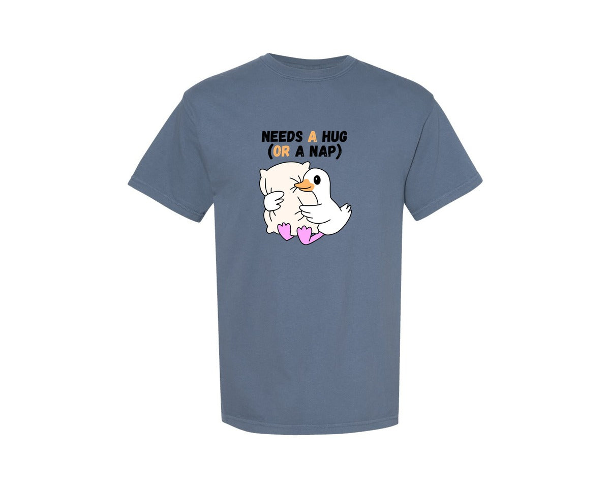 brand:Comfort Colors|color:Blue Jean|Cute Duck Needs A Hug Or A Nap Graphic T-Shirt