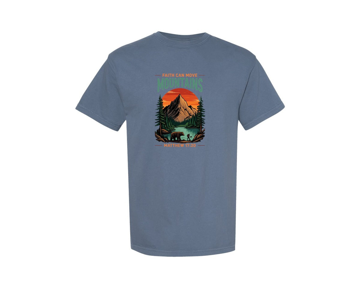 brand:Comfort Colors|color:Blue Jean|Christian Faith Can Move Mountains Graphic T-Shirt