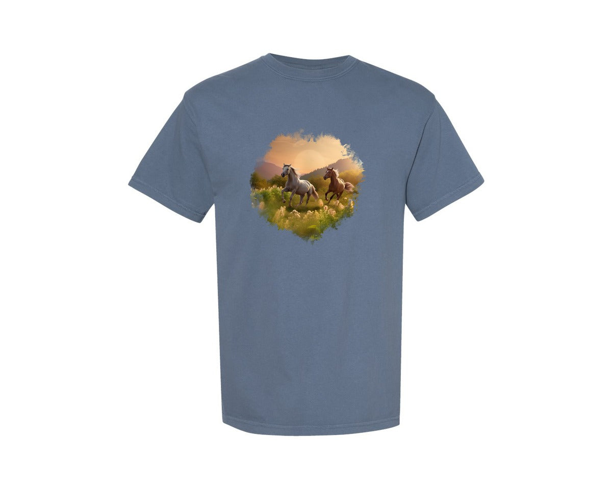 brand:Comfort Colors|color:Blue Jean|Horse Graphic T-Shirt