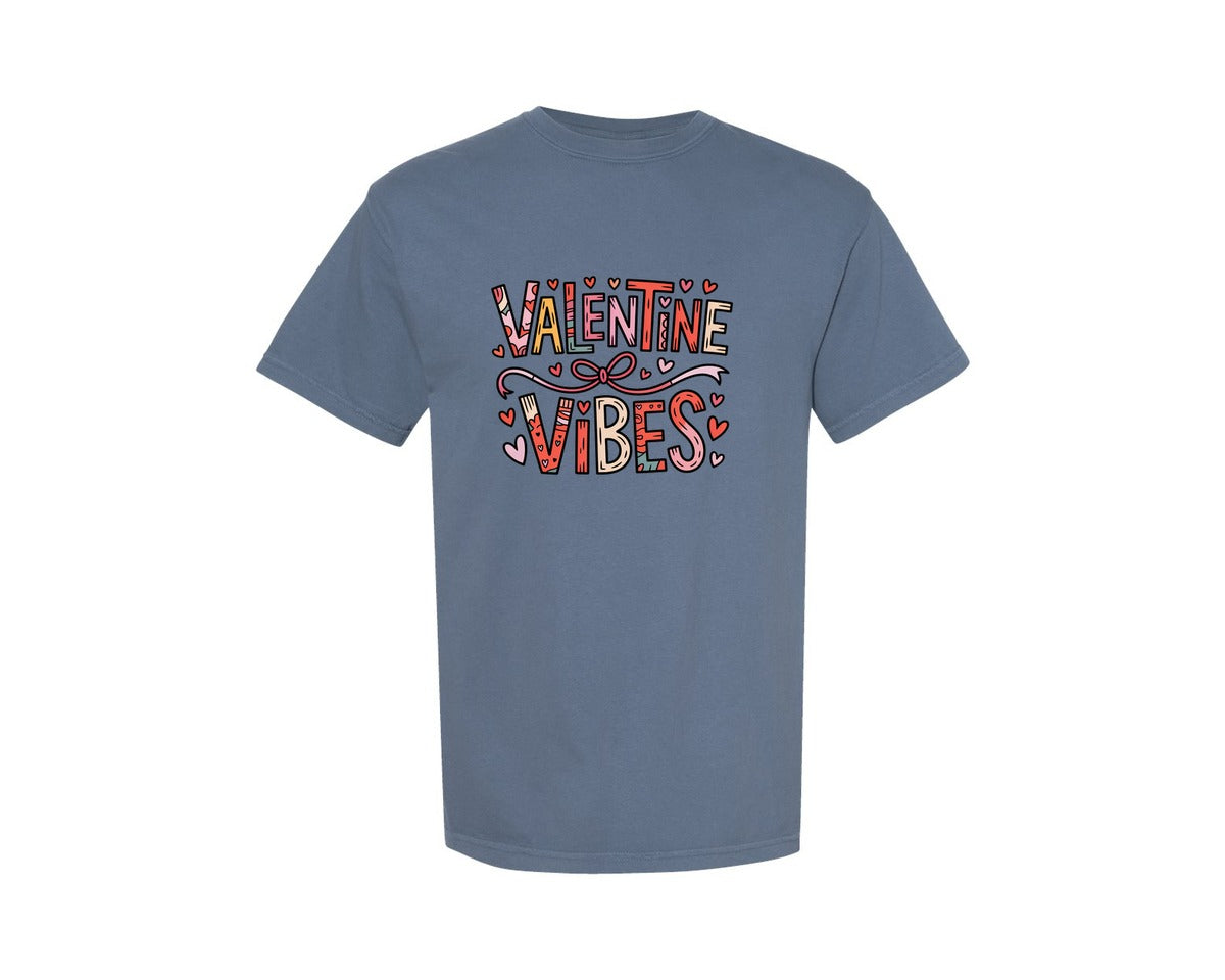 brand:Comfort Colors|color:Blue Jean|Valentine Vibes Funny Valentine Graphic T-Shirt