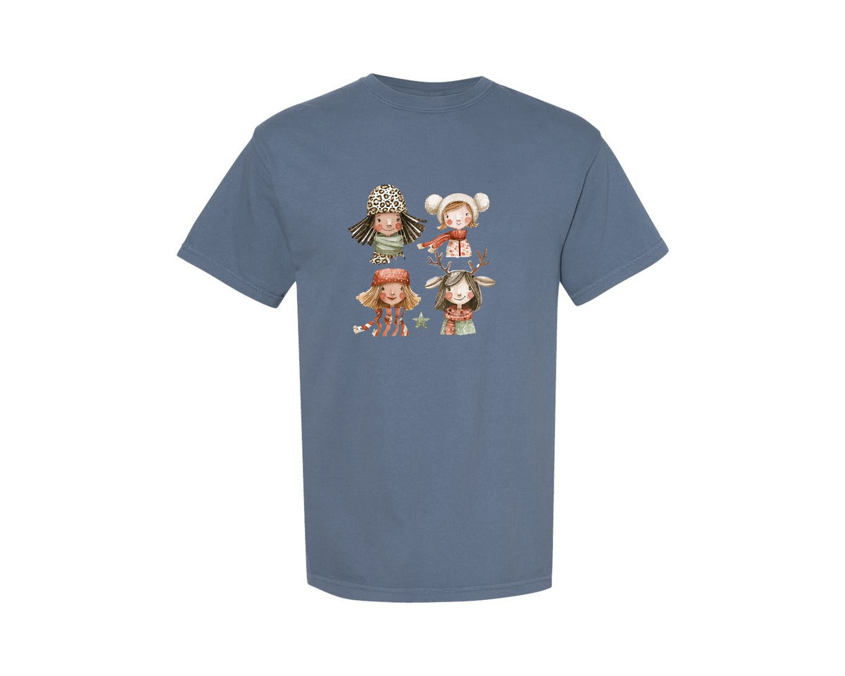 brand:Comfort Colors|color:Blue Jean|Whimsical Winter Christmas Girl 2 Graphic T-Shirt