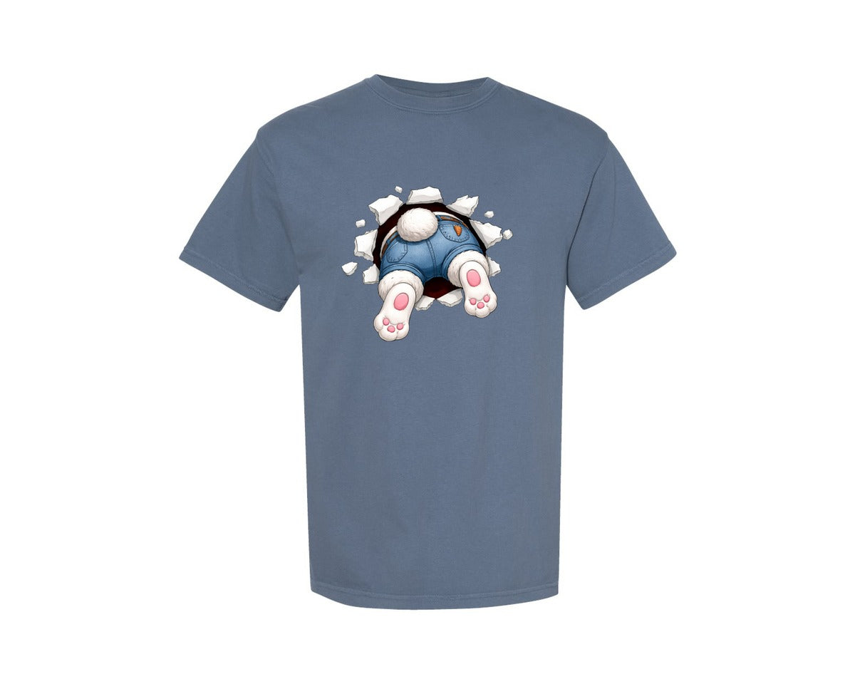 brand:Comfort Colors|color:Blue Jean|Easter Bunny Front And Back Graphic T-Shirt