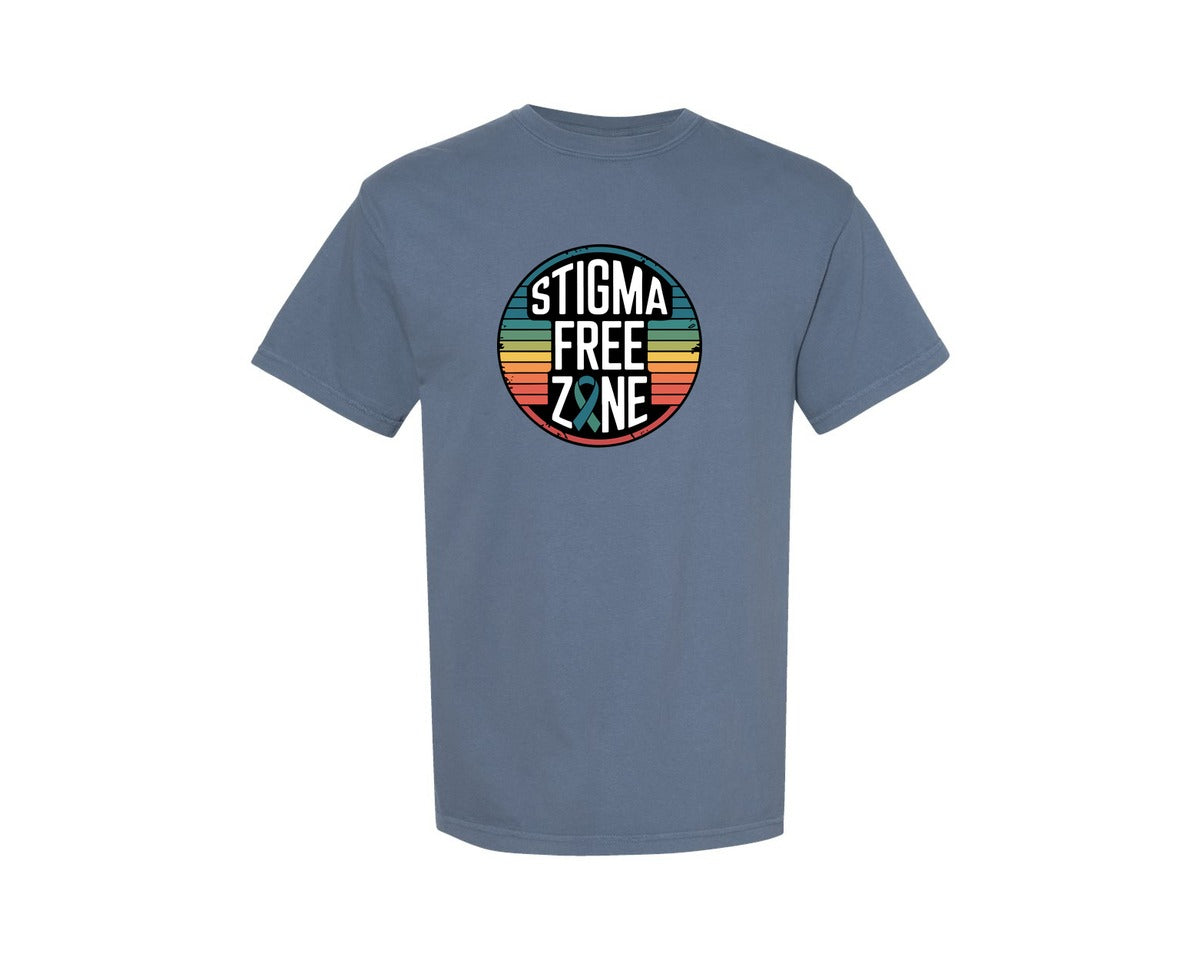 brand:Comfort Colors|color:Blue Jean|Stigma Free Zone Mental Health T Shirt 2 Graphic T-Shirt
