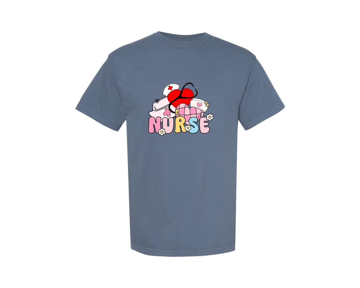 brand:Comfort Colors|color:Blue Jean|Nurse Groovy Healthcare Graphic T-Shirt