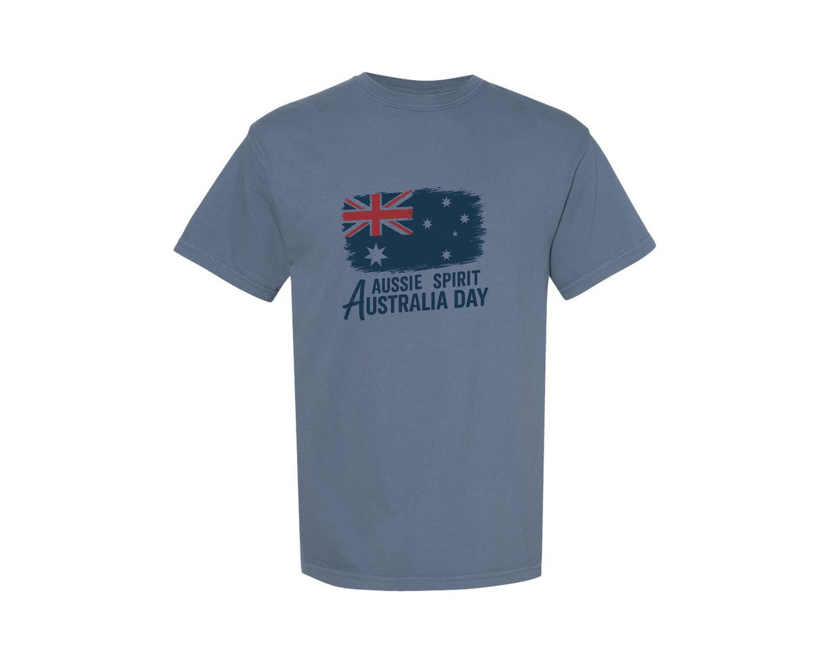 brand:Comfort Colors|color:Blue Jean|Grunge Aussie Spirit Flag Design Graphic T-Shirt