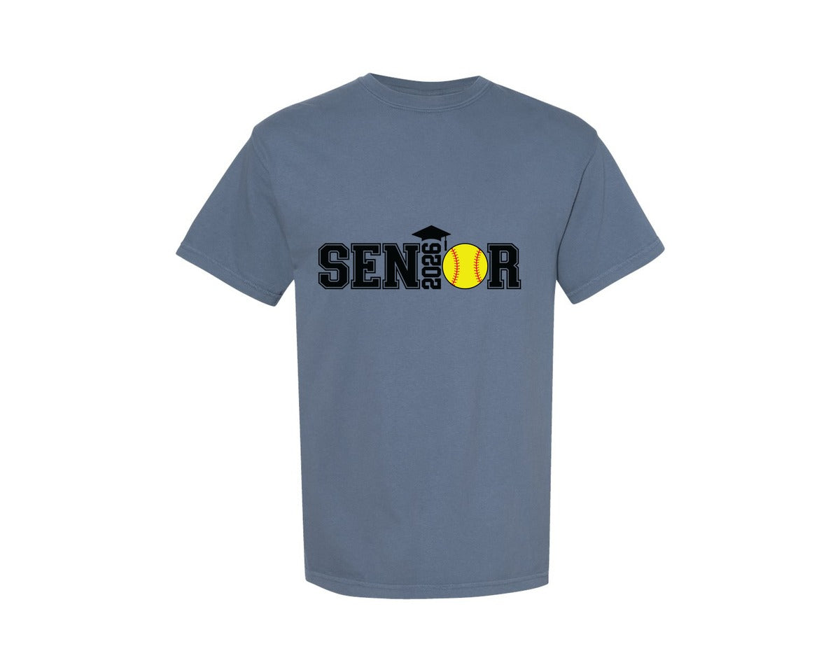 brand:Comfort Colors|color:Blue Jean|Senior Softball 2026 Graduation Graphic T-Shirt