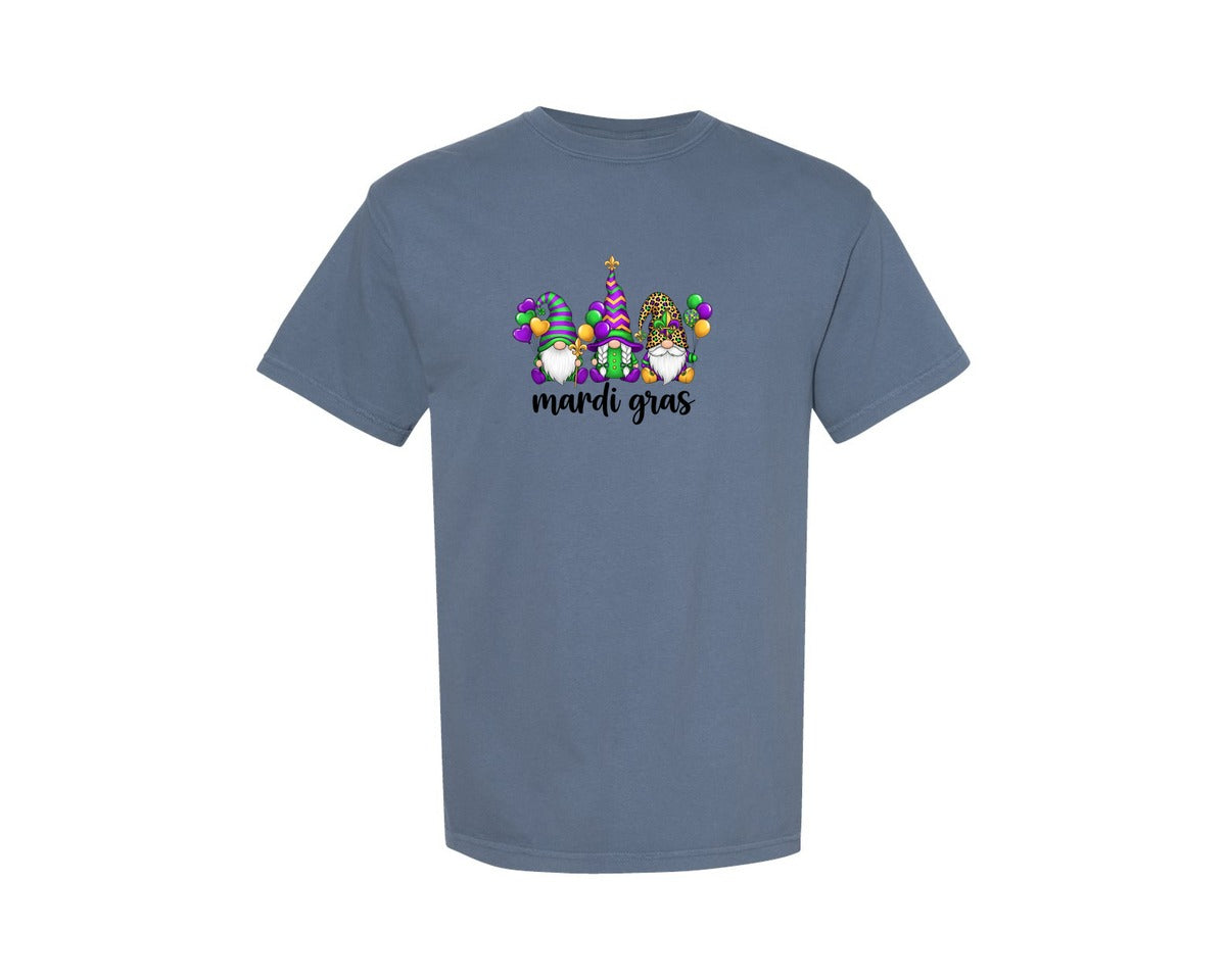 brand:Comfort Colors|color:Blue Jean|Mardi Gras Gnomes 2 Graphic T-Shirt