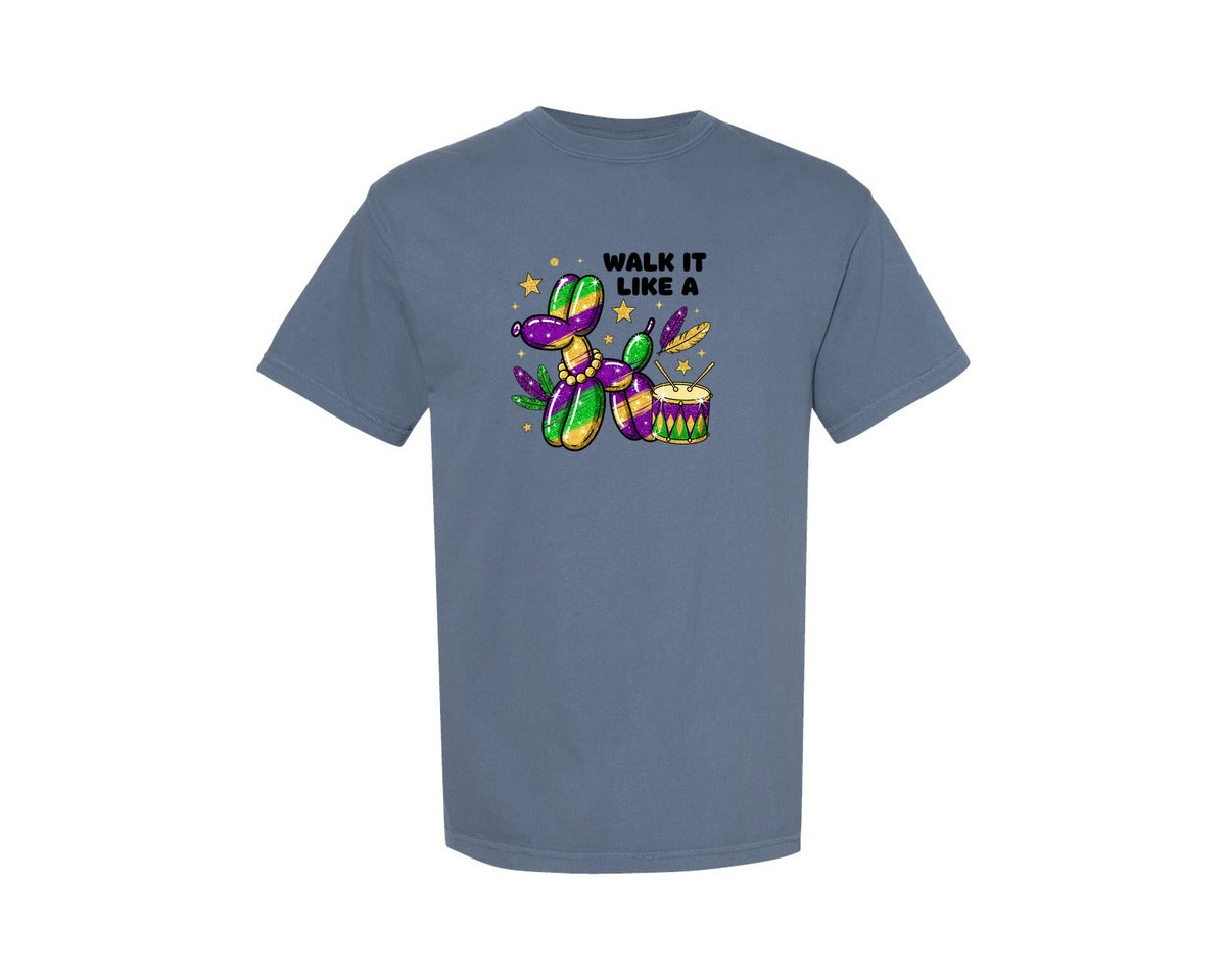brand:Comfort Colors|color:Blue Jean|Walk It Like A Mardi Gras 3 Graphic T-Shirt