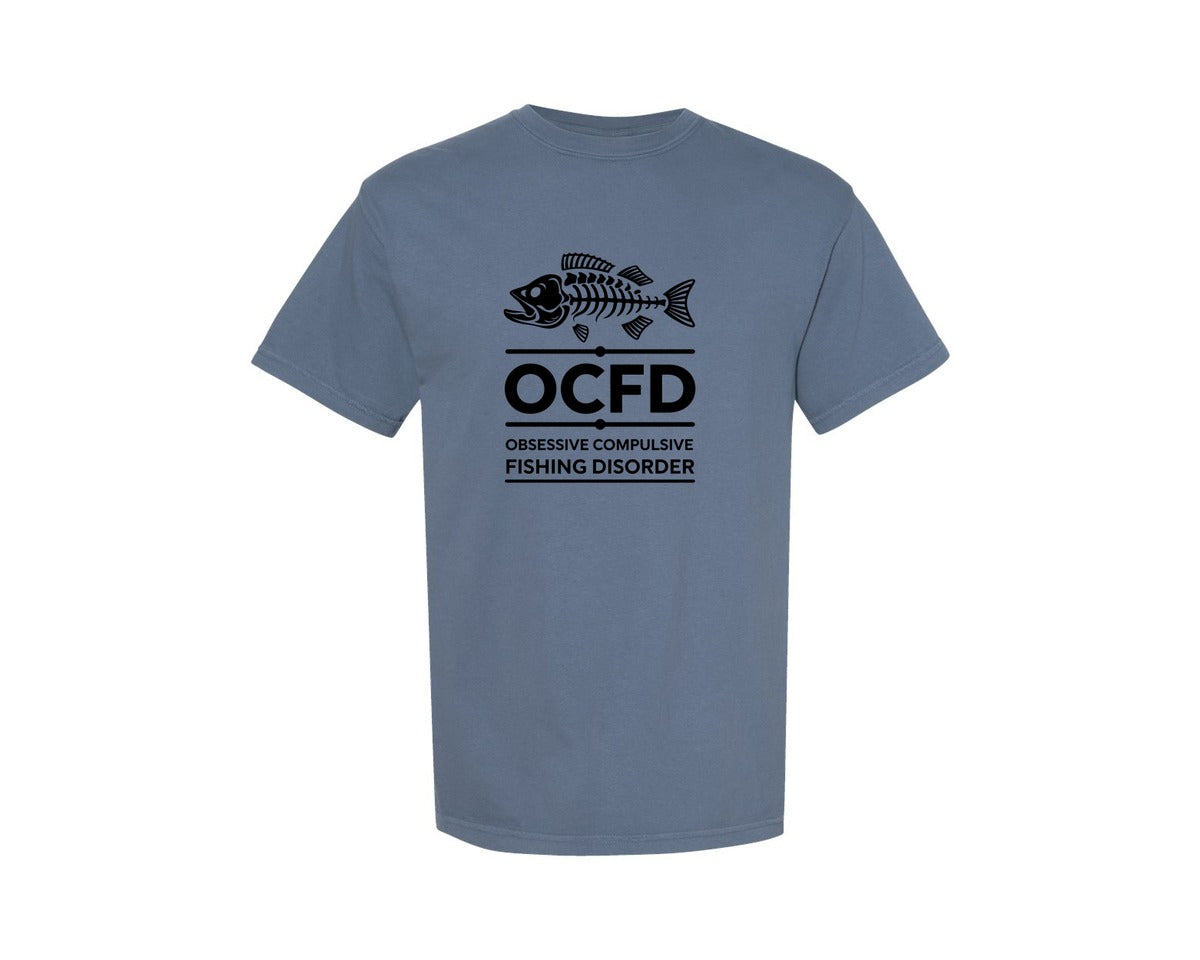 brand:Comfort Colors|color:Blue Jean|Ocfd Obsessive Compulsive Fishing Graphic T-Shirt