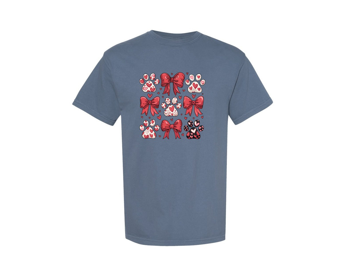 brand:Comfort Colors|color:Blue Jean|Dog Mom Valentine Coquette Design Graphic T-Shirt