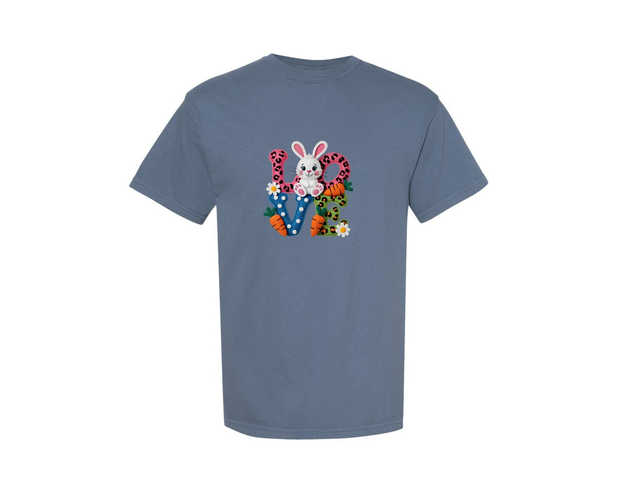 brand:Comfort Colors|color:Blue Jean|Yarn Crochet Easter Love 10 Graphic T-Shirt