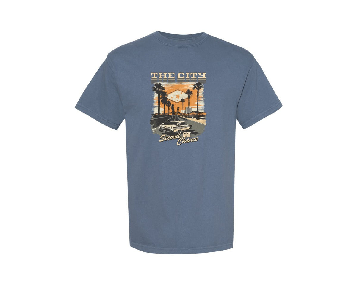 brand:Comfort Colors|color:Blue Jean|The City Of Second Chances Tshirt Design Graphic T-Shirt