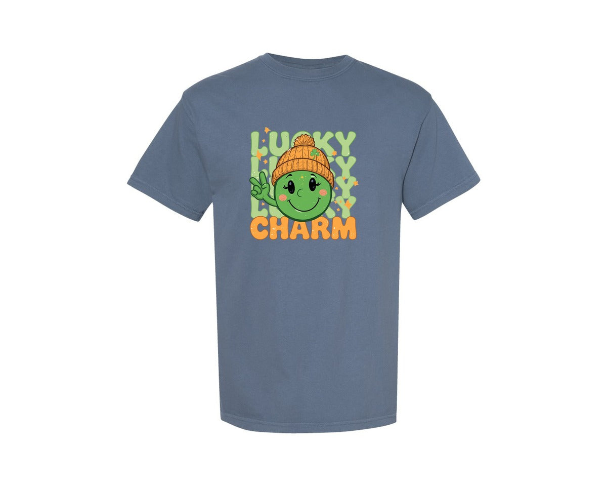 brand:Comfort Colors|color:Blue Jean|Howdy Lucky Charm St Patricks Day 2 Graphic T-Shirt