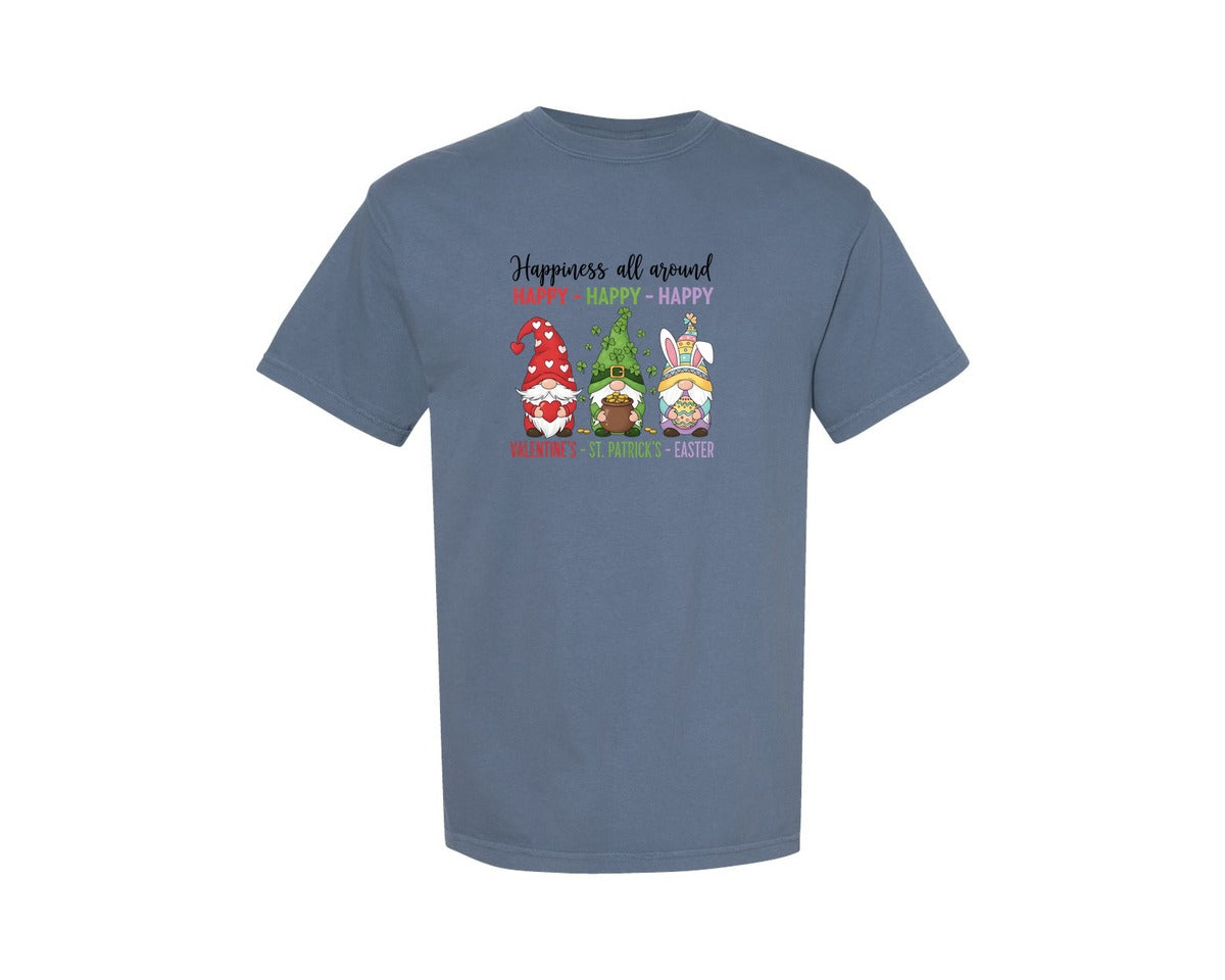 brand:Comfort Colors|color:Blue Jean|Valentines St Patricks Easter Gnome Graphic T-Shirt