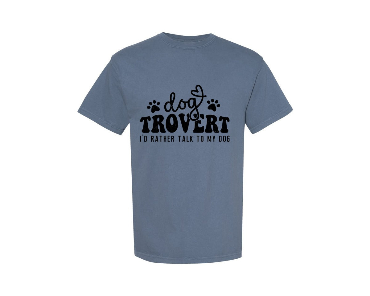 brand:Comfort Colors|color:Blue Jean|Dogtrovert Dog Dog Lover Graphic T-Shirt