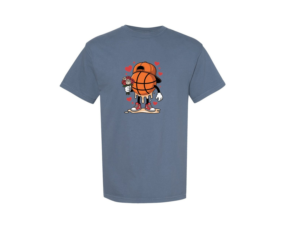brand:Comfort Colors|color:Blue Jean|Funny Basketball Valentine Graphic T-Shirt