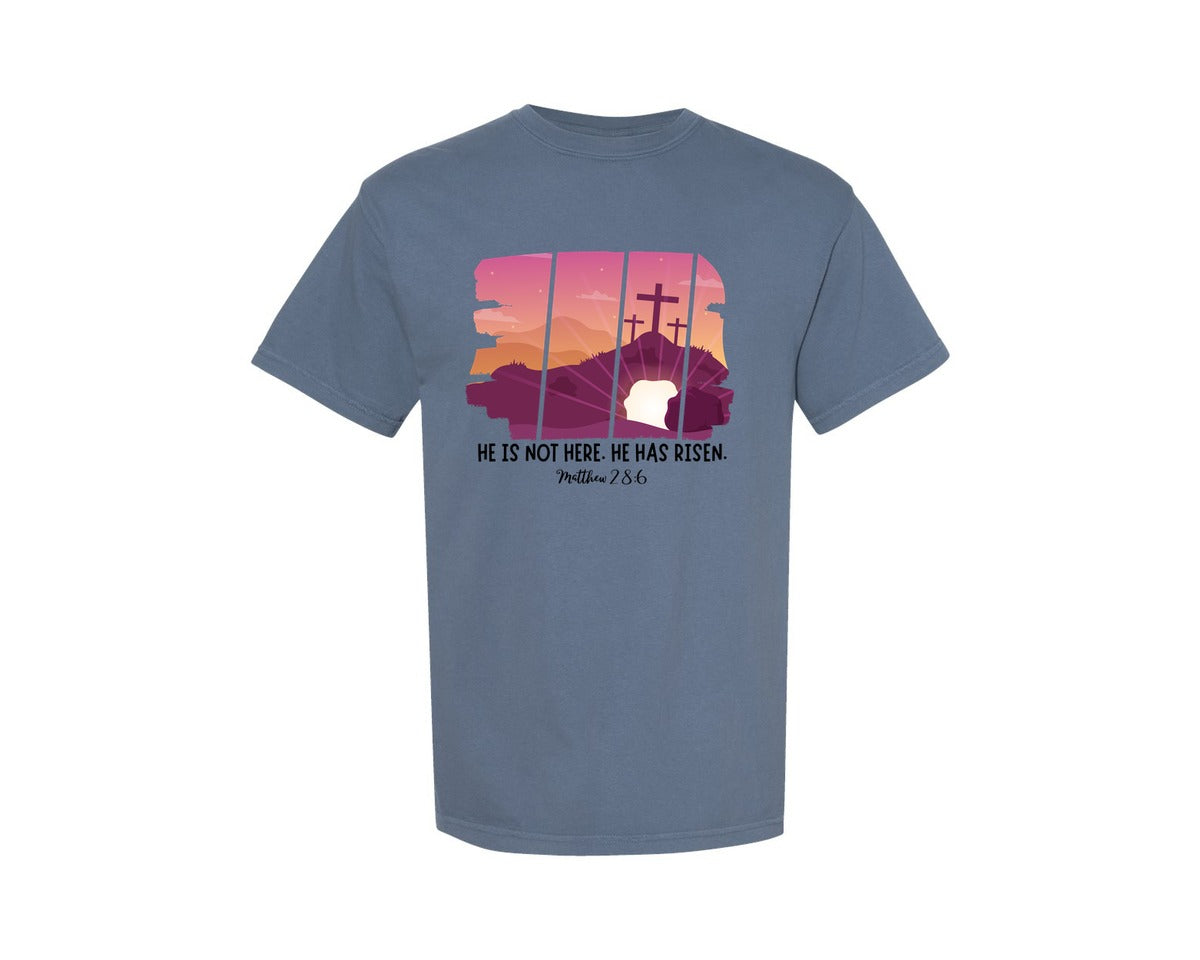 brand:Comfort Colors|color:Blue Jean|He Is Risen Shirt Graphic T-Shirt