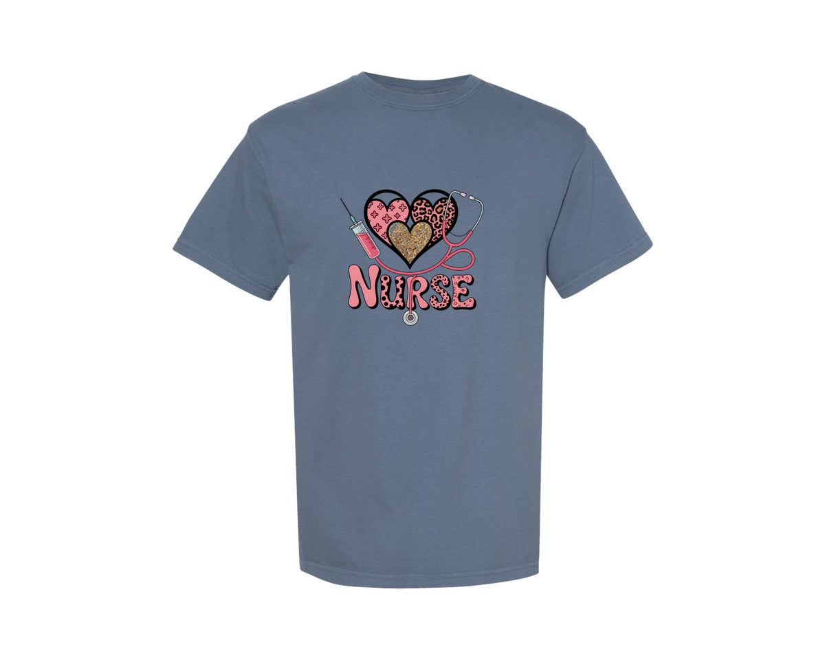 brand:Comfort Colors|color:Blue Jean|Nurse Valentines Shirt Gift For Nurse Graphic T-Shirt