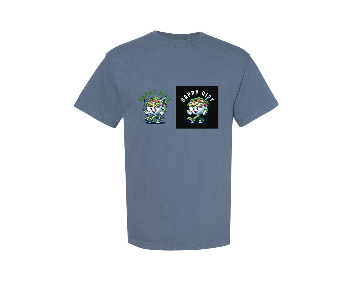 brand:Comfort Colors|color:Blue Jean|Happy Diet Cute Salad Bowl Art Graphic T-Shirt