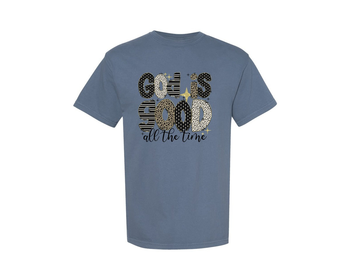 brand:Comfort Colors|color:Blue Jean|God Is Good All The Time 20 Graphic T-Shirt