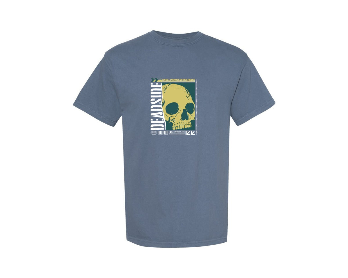 brand:Comfort Colors|color:Blue Jean|Grunge Skull Graphic Illustration Design Graphic T-Shirt