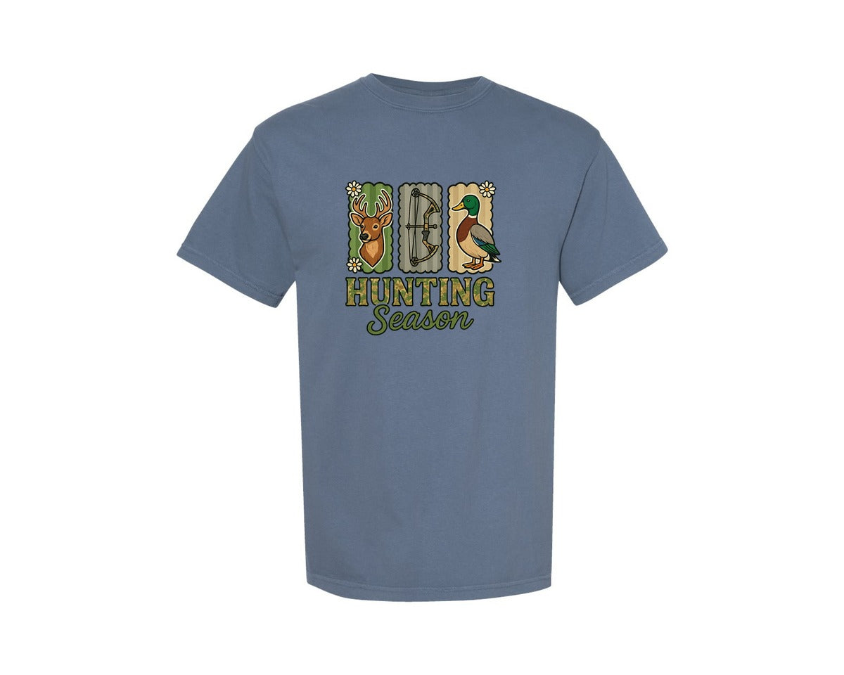 brand:Comfort Colors|color:Blue Jean|Hunting Season Preppy Camo Bow 13 Graphic T-Shirt
