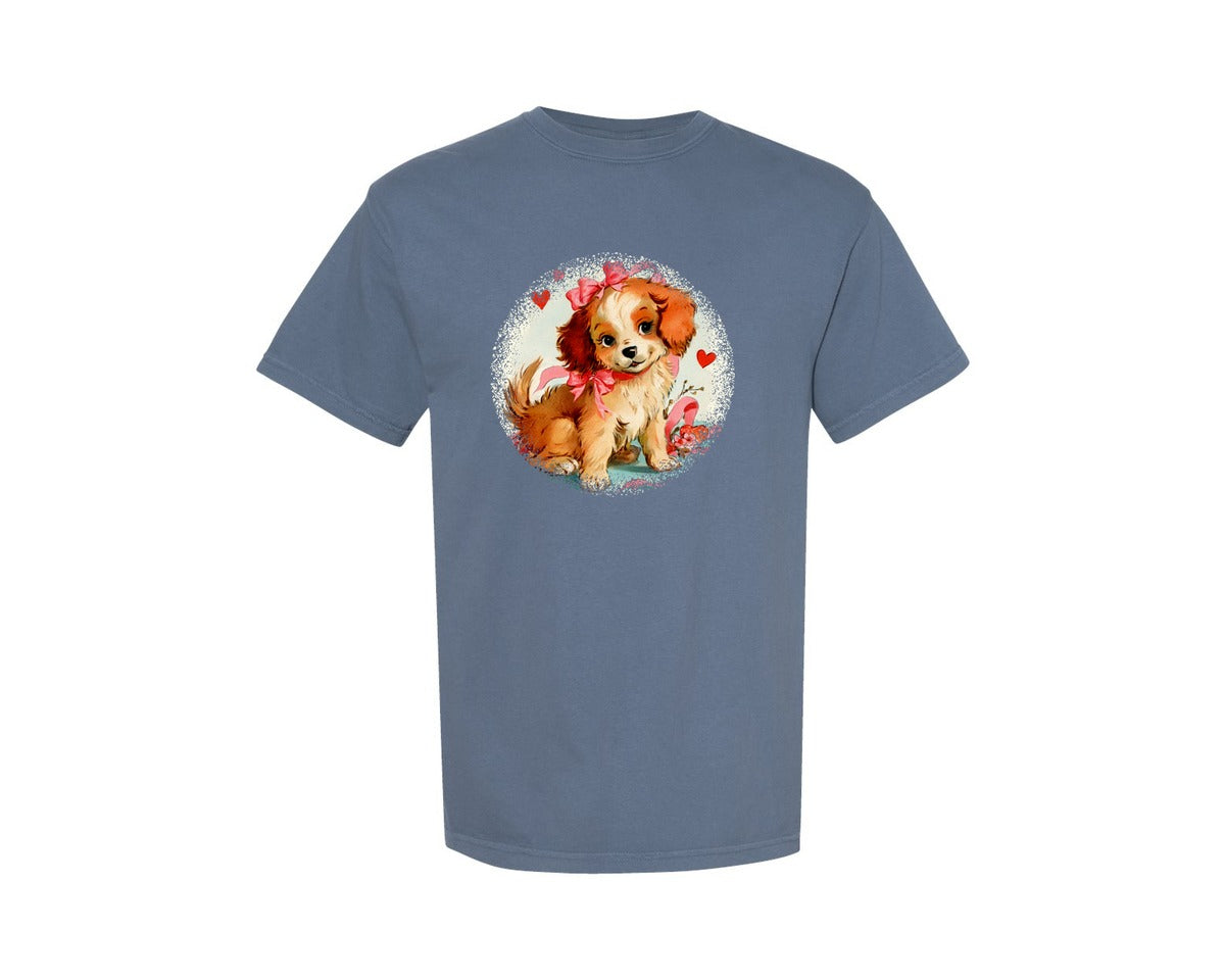 brand:Comfort Colors|color:Blue Jean|Vintage Valentine Round Tshirt 38 Graphic T-Shirt