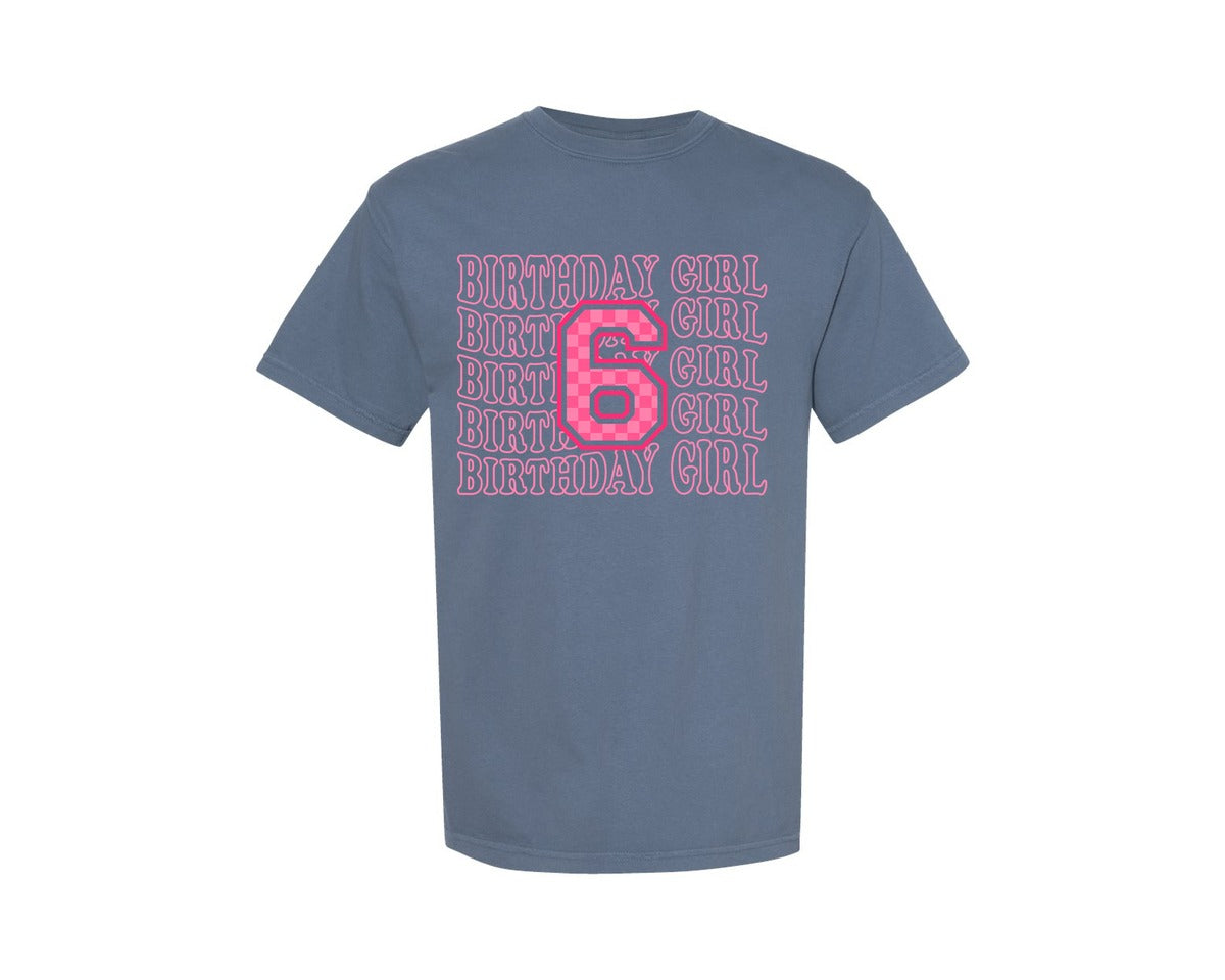 brand:Comfort Colors|color:Blue Jean|Birthday Girl 6Th Birthday Shirt 2 Graphic T-Shirt