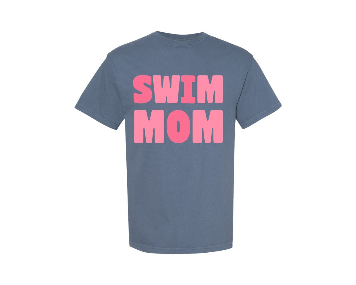 brand:Comfort Colors|color:Blue Jean|Retro Swim Mom T Shirt Design Vector Graphic T-Shirt