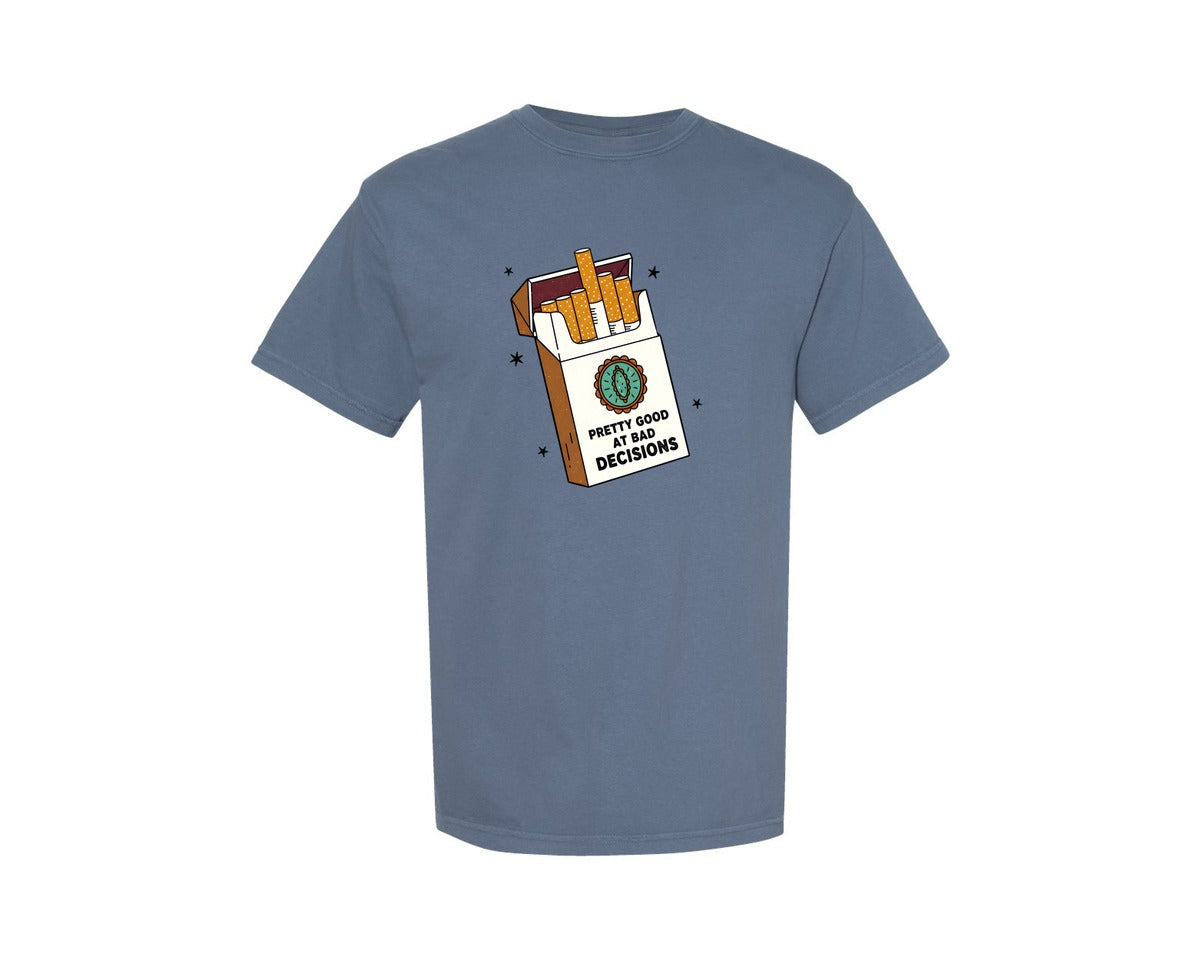 brand:Comfort Colors|color:Blue Jean|Pretty Good At Bad Decisions Western Graphic T-Shirt