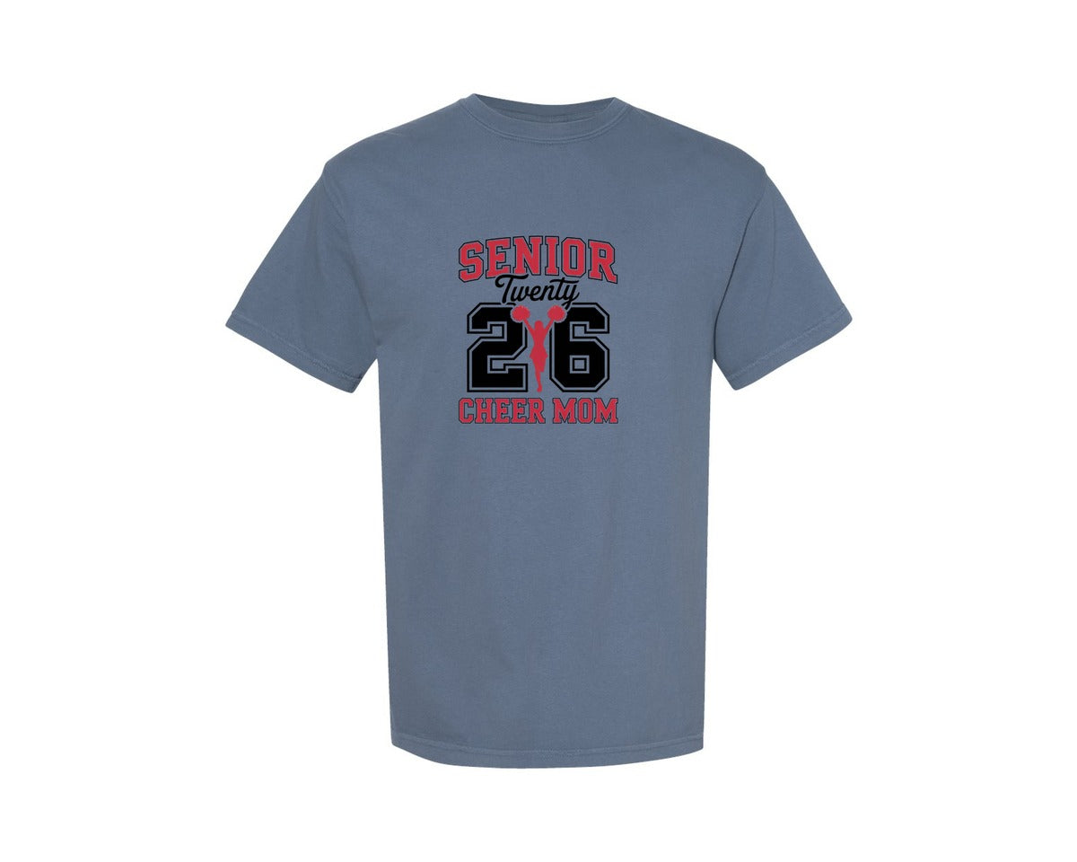 brand:Comfort Colors|color:Blue Jean|Senior Cheer Mom 2026 Pnggraduation Graphic T-Shirt
