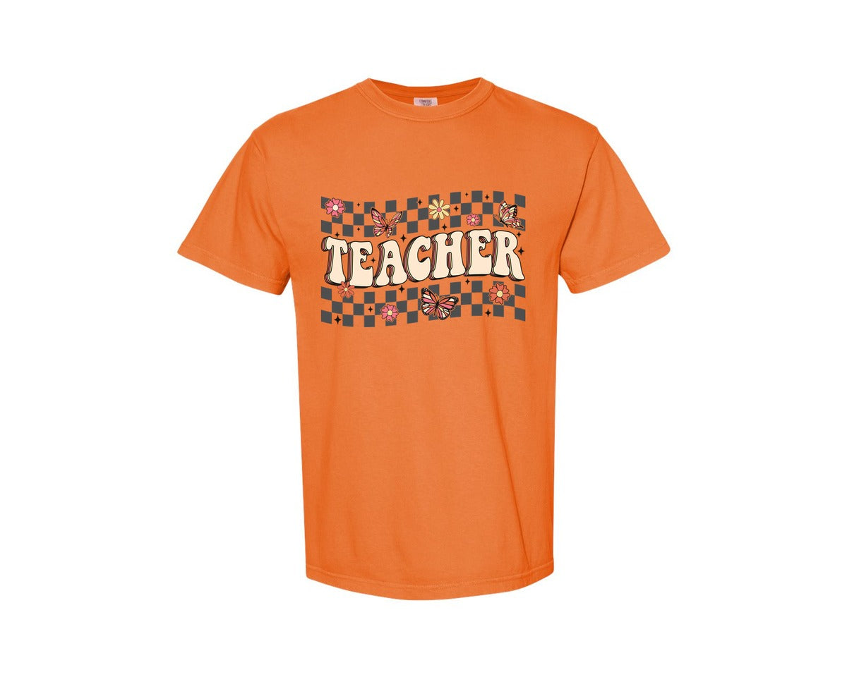 brand:Comfort Colors|color:Burnt Orange|Retro Teacher Back To School 2 Graphic T-Shirt