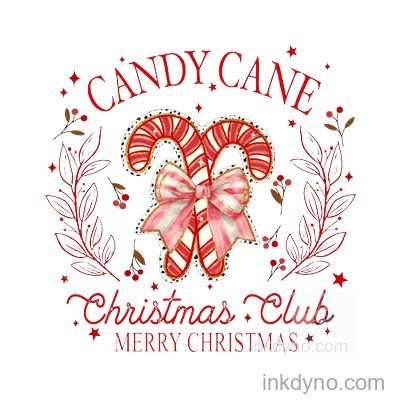 Candy Cane Design DTF Transfer - Ready to Press for Christmas Apparel